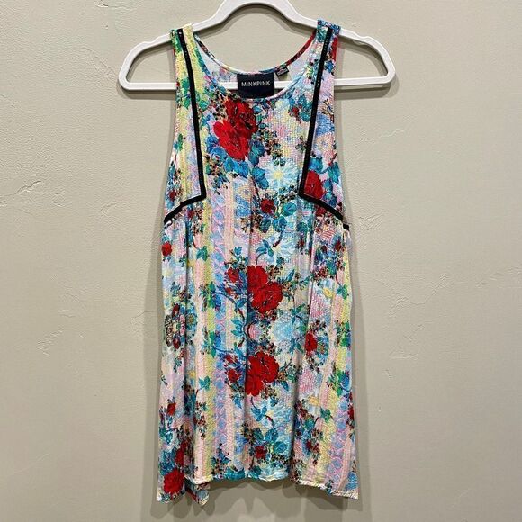MINKPINK Multi Color Floral Sleeveless Dress - Size: XS - Picture 1 of 8